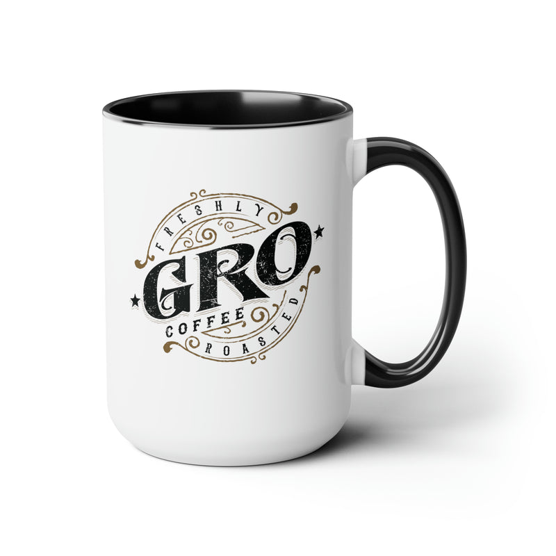 Vintage GRO Two-Tone Coffee Mugs, 15oz